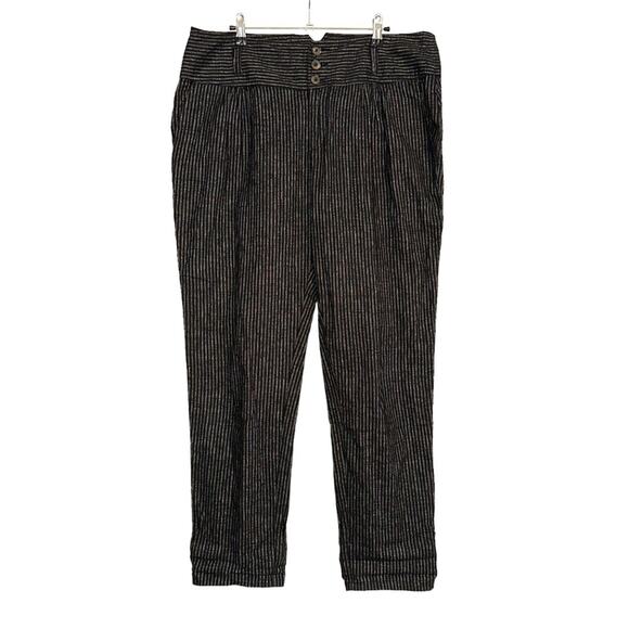 Sundance Amelia Linen Blend Black Pinstripe Pants 14 - Picture 3 of 10